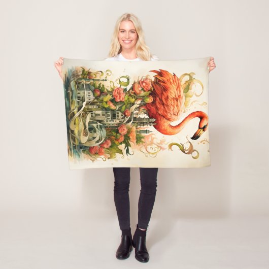 ヴィンテージナチュラルフラミンゴスパラダイス フリースブランケット (インサイチュ)