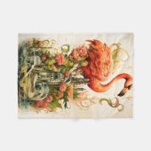 ヴィンテージナチュラルフラミンゴスパラダイス フリースブランケット (正面(横))