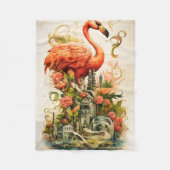 ヴィンテージナチュラルフラミンゴスパラダイス フリースブランケット (正面)