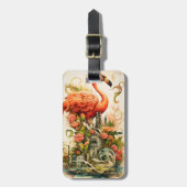ヴィンテージナチュラルフラミンゴスパラダイス ラゲッジタグ (正面縦)