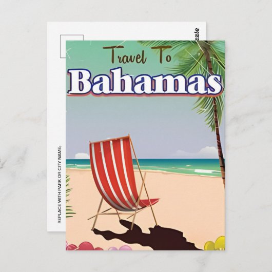 ヴィンテージナッサバハマカリブのバケーション ポストカード (正面/裏面)