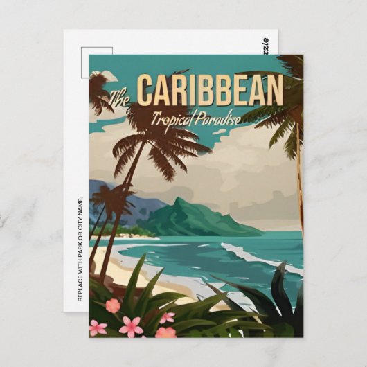 ヴィンテージナッサバハマカリブのバケーション ポストカード (正面/裏面)