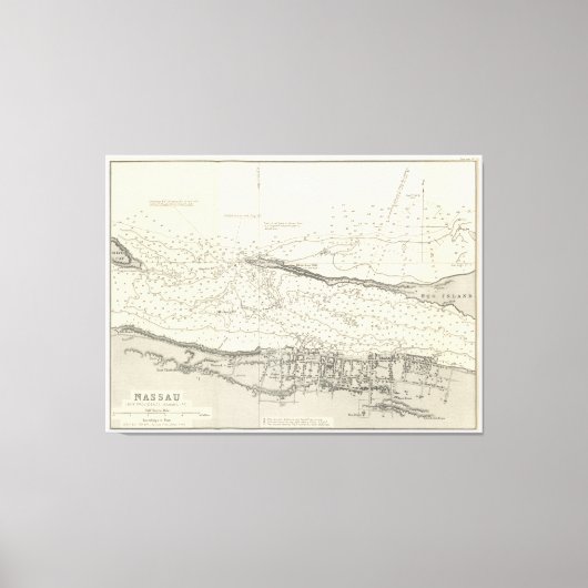 ヴィンテージナッソーバハマの地図(1884) キャンバスプリント (正面)