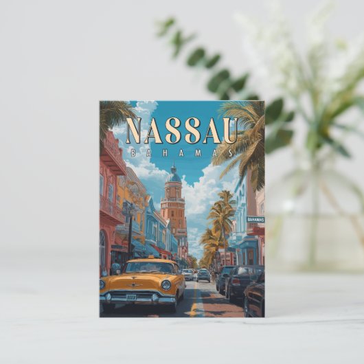ヴィンテージナッソーバハマはがき – トロピカルクラシック ポストカード (スタンド正面)