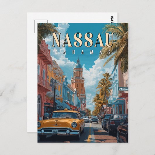 ヴィンテージナッソーバハマはがき – トロピカルクラシック ポストカード (正面/裏面)