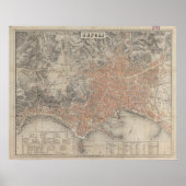 ヴィンテージナポリの地図1860 ポスター (正面)