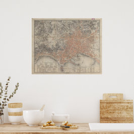 ヴィンテージナポリの地図1860 ポスター