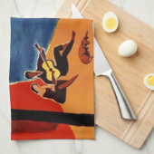 ヴィンテージナポリトラベルラブロマンス キッチンタオル (四つ折り)