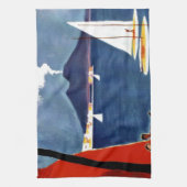 ヴィンテージナポリトラベルラブロマンス キッチンタオル (縦)