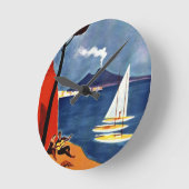 ヴィンテージナポリトラベルラブロマンス ラウンド壁時計 (傾斜)