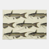 ヴィンテージナマズ魚釣りマリンライフリバーフィッシュ キッチンタオル (横)