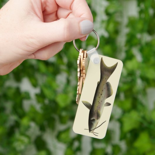 ヴィンテージナマズ魚釣りマリンライフリバーフィッシュ キーホルダー (手)