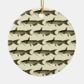 ヴィンテージナマズ魚釣りマリンライフリバーフィッシュ セラミックオーナメント (正面)