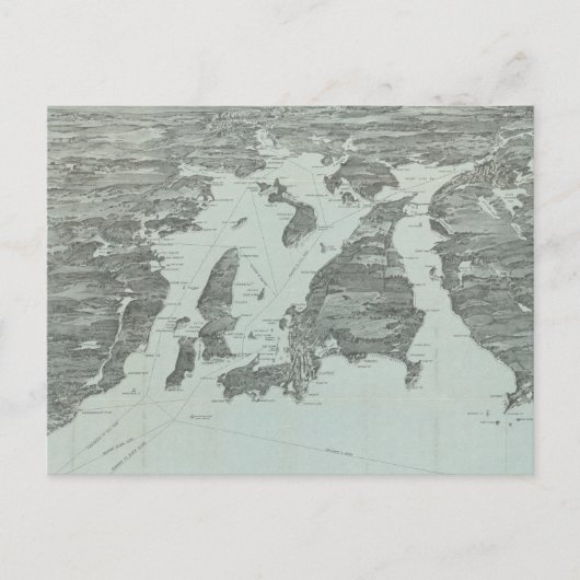 ヴィンテージナラガンセット湾図（1907年） ポストカード (正面)