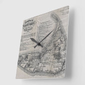 ヴィンテージナンタケットの地図 スクエア壁時計 (傾斜)