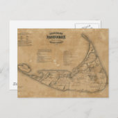 ヴィンテージナンタケットの地図（1869年） ポストカード (正面/裏面)