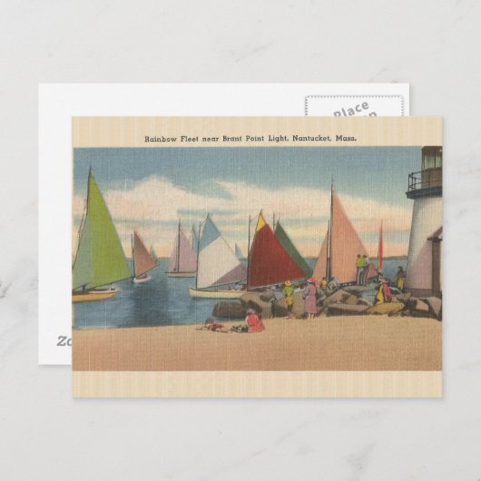 ヴィンテージナンタケットマス。Brant Point Lightポストカード ポストカード (正面/裏面)