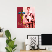 ヴィンテージナースとゴールドカデュケウスNRエンブレム ポスター (ホームオフィス)