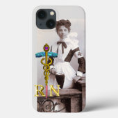 ヴィンテージナースと金ゴールドカドゥセウスNRエンブレムケースマット Case-Mate iPhoneケース (裏面)