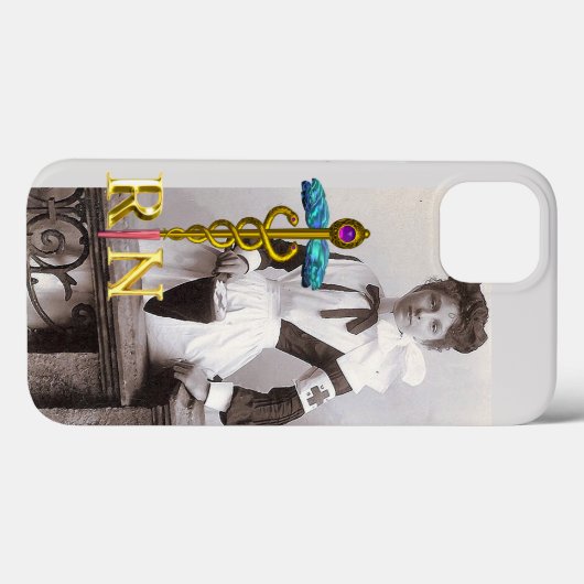 ヴィンテージナースと金ゴールドカドゥセウスNRエンブレムケースマット Case-Mate iPhoneケース (裏面 (横))