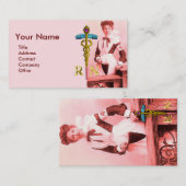 ヴィンテージナースと金ゴールドカドゥセウスNRエンブレム 名刺 (正面/裏面)