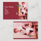 ヴィンテージナースと金ゴールドカドゥセウスNRエンブレム 名刺 (正面/裏面)