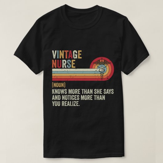 ヴィンテージナースの医療従事者誇りを持った向けユーモア Tシャツ (デザイン正面)