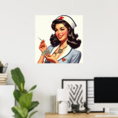 ヴィンテージナースイラストレーション ポスター (ホームオフィス)