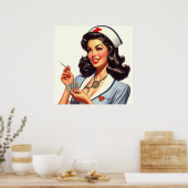 ヴィンテージナースイラストレーション ポスター (キッチン)