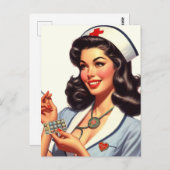 ヴィンテージナースイラストレーション ポストカード (正面/裏面)