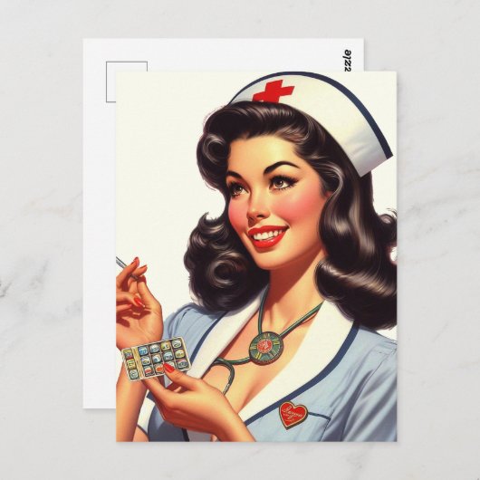 ヴィンテージナースイラストレーション ポストカード (正面/裏面)