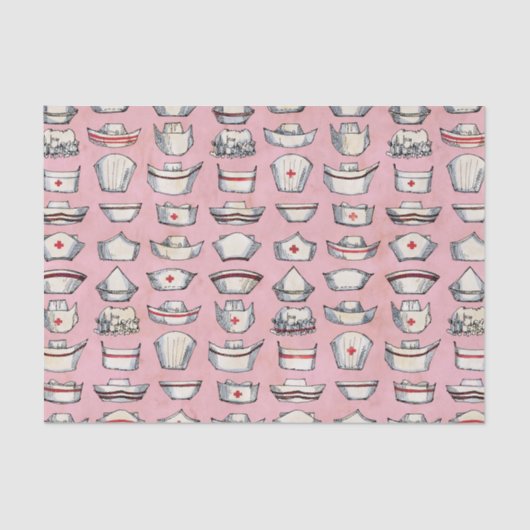 ヴィンテージナースキャップピンクパターン 薄葉紙 (正面)