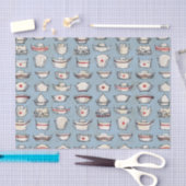 ヴィンテージナースキャップブルーパターン 薄葉紙 (クラフト)