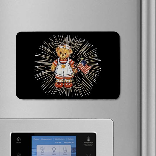 ヴィンテージナースベアモダンホワイト花火フレキシブル マグネット