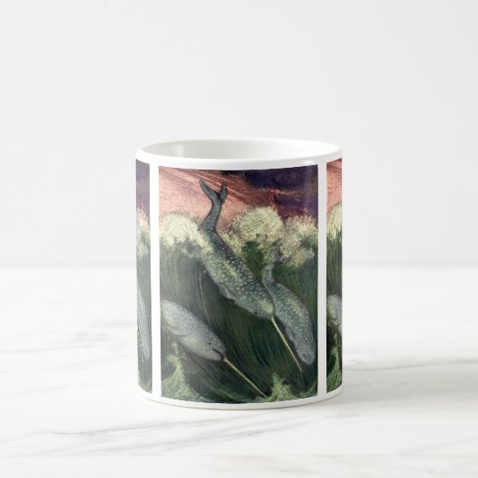 ヴィンテージナール、海洋生物クジラ海動物 コーヒーマグカップ (中央)