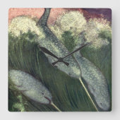 ヴィンテージナール、海洋生物クジラ海動物 スクエア壁時計 (正面)