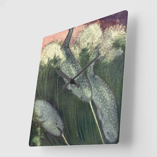 ヴィンテージナール、海洋生物クジラ海動物 スクエア壁時計 (傾斜)