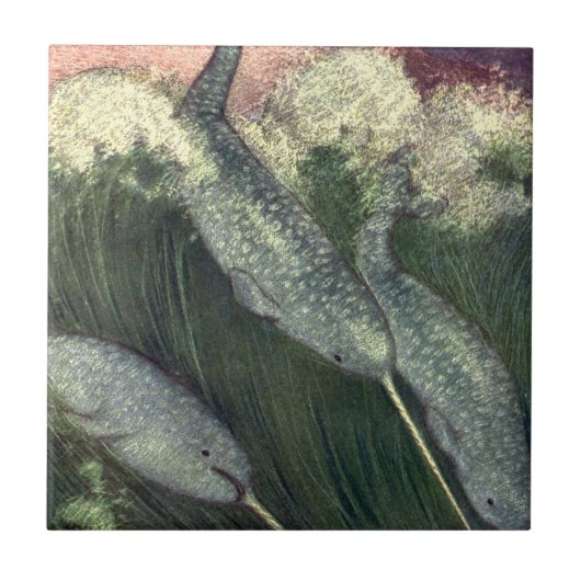 ヴィンテージナール、海洋生物クジラ海動物 タイル (正面)