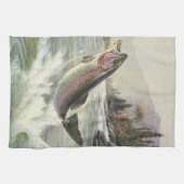 ヴィンテージニジマス漁師魚釣りfor Fish キッチンタオル (横)