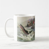 ヴィンテージニジマス漁師魚釣りfor Fish コーヒーマグカップ (左)