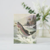 ヴィンテージニジマス漁師魚釣りfor Fish ポストカード (スタンド正面)