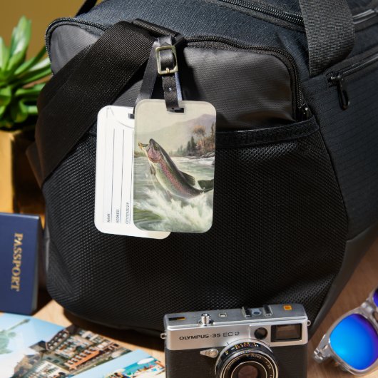 ヴィンテージニジマス漁師魚釣りfor Fish ラゲッジタグ (正面&裏面)