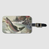 ヴィンテージニジマス漁師魚釣りfor Fish ラゲッジタグ (正面横)