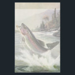 ヴィンテージニジマス漁師魚釣りfor Fish 便箋<br><div class="desc">ヴィンテージイラストレーションスポーツデザインは川の漁師魚釣りを特集。ニジマスが水から飛び出している。</div>