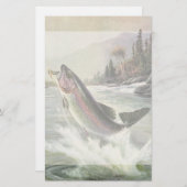 ヴィンテージニジマス漁師魚釣りfor Fish 便箋 (正面/裏面)