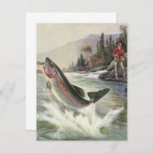 ヴィンテージニジマス漁師魚釣りfor Fish 招待状 (正面/裏面)