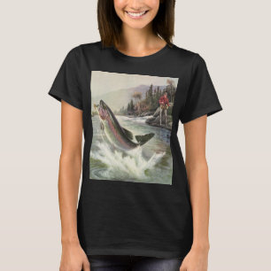 ヴィンテージニジマス漁師魚釣りfor Fish Tシャツ