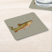 ヴィンテージニジマス・フライ スクエアペーパーコースター (アングル)