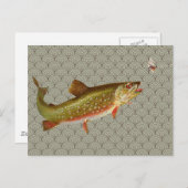 ヴィンテージニジマス・フライ ポストカード (正面/裏面)