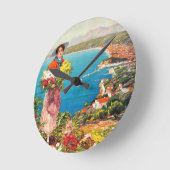 ヴィンテージニスレインコートダジュール ラウンド壁時計 (傾斜)